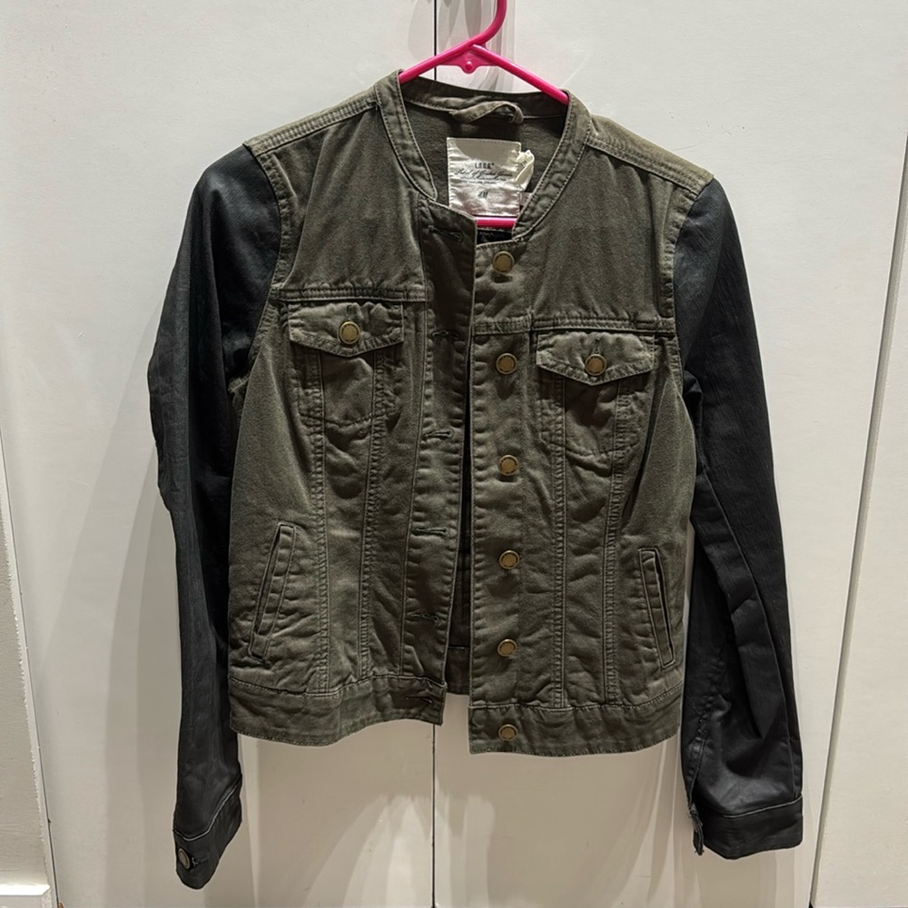 Army style denim jacket